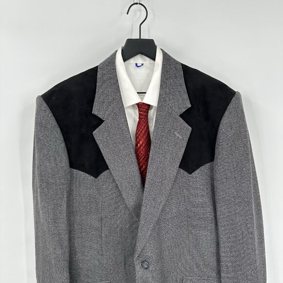 PANHANDLE SLIM jacket blazer sport coat wool silk western cowboy black gray 42L - Picture 3 of 8